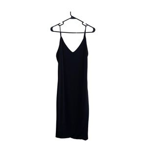 Mind Code Black Midi Slip Dress